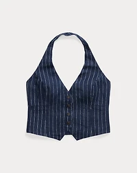 Striped Linen Halter Vest