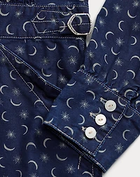 Indigo Print Cotton-Linen Coverall