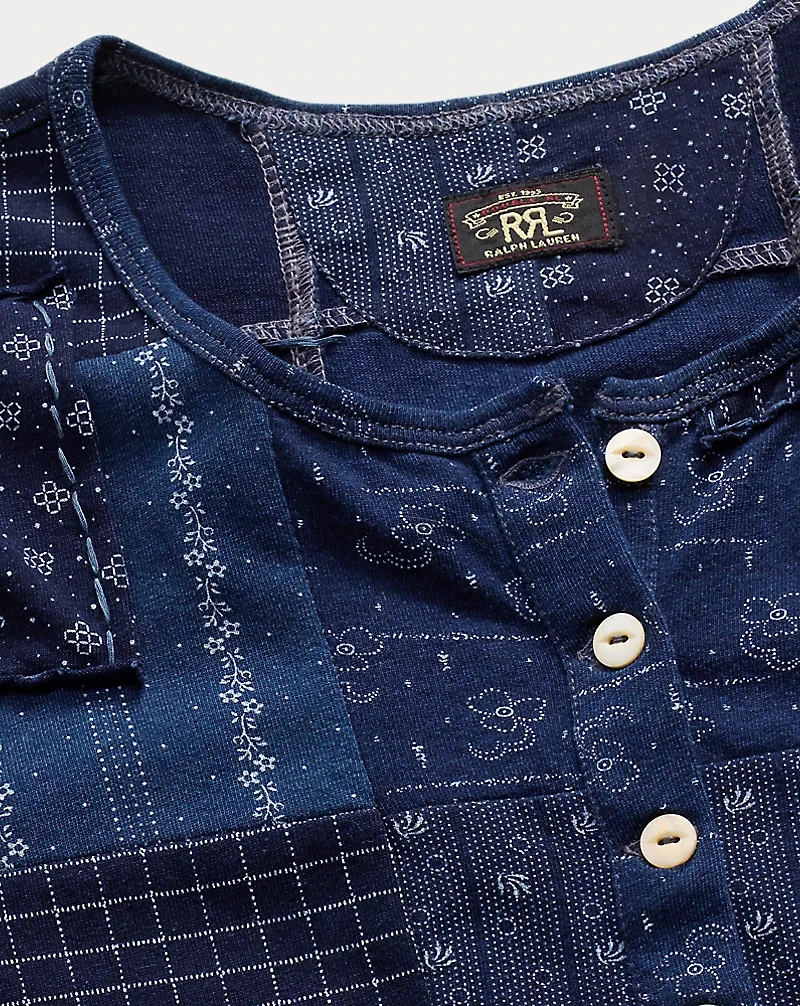 Indigo Patchwork Henley Dress