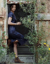 Indigo Patchwork Henley Dress