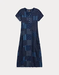 Indigo Patchwork Henley Dress