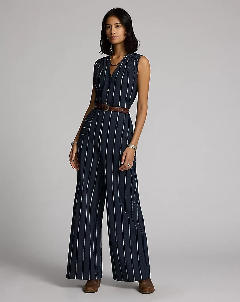 Indigo Print Jersey Jumpsuit