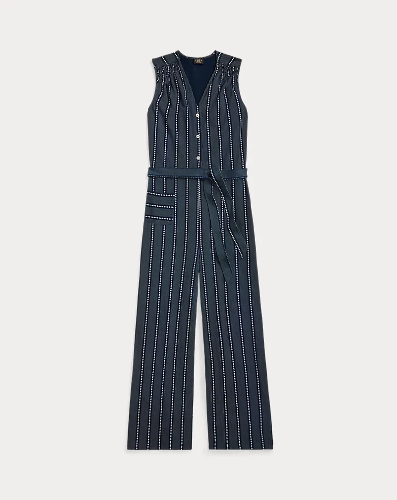 Indigo Print Jersey Jumpsuit