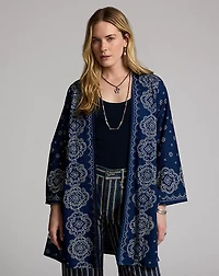 Indigo Bandanna-Print Voile Duster