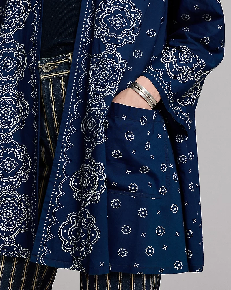Indigo Bandanna-Print Voile Duster