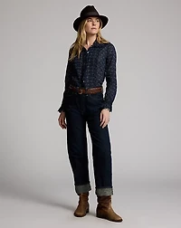 Floral-Print Pintucked Cotton Blouse