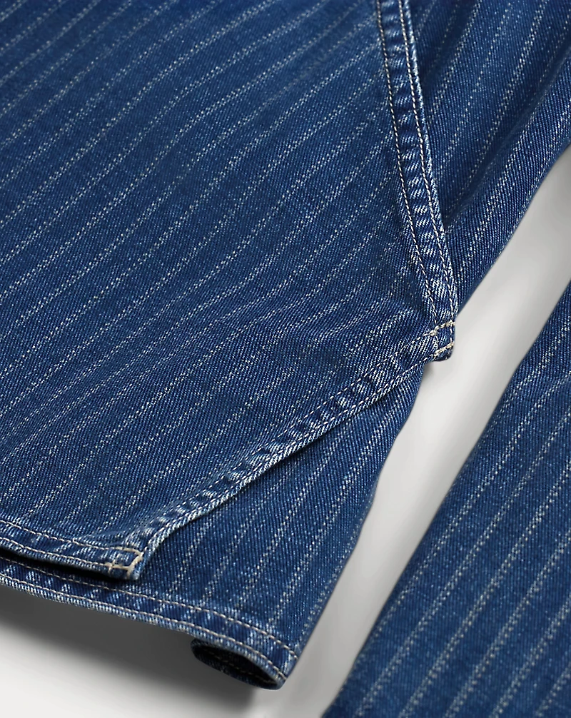 Indigo Striped Denim Wrap Top