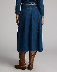 Indigo Striped Denim Skirt