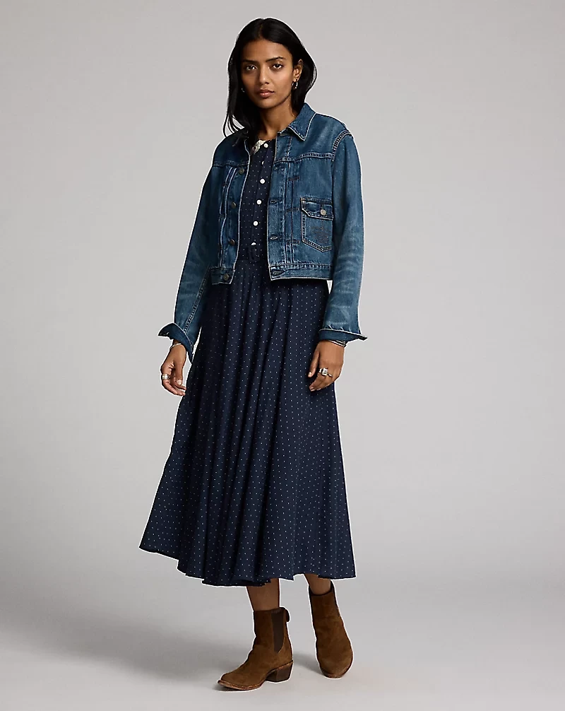 Belted Swiss-Dot Dobby Dress