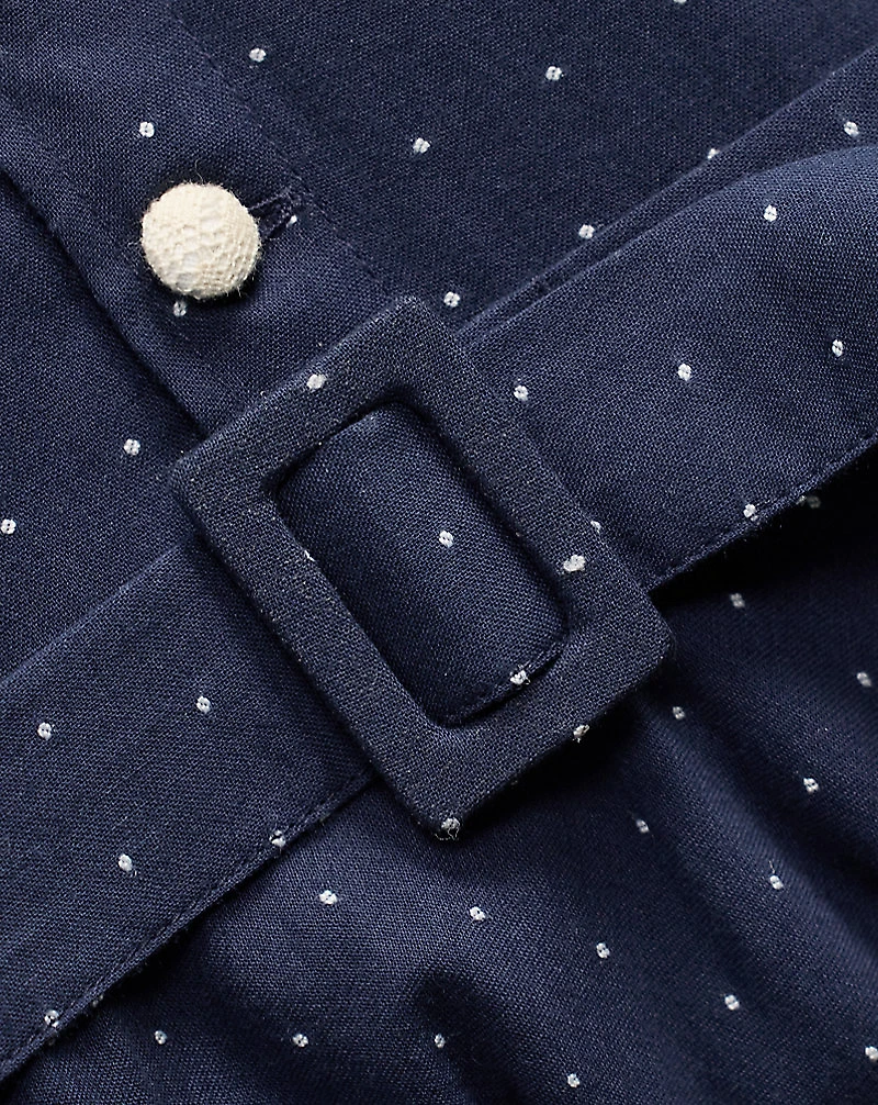 Belted Swiss-Dot Dobby Dress