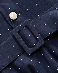 Belted Swiss-Dot Dobby Dress