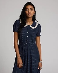 Belted Swiss-Dot Dobby Dress