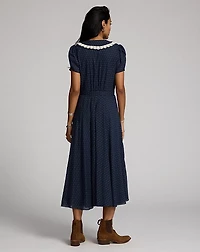 Belted Swiss-Dot Dobby Dress