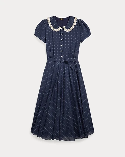 Belted Swiss-Dot Dobby Dress