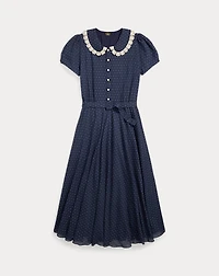 Belted Swiss-Dot Dobby Dress