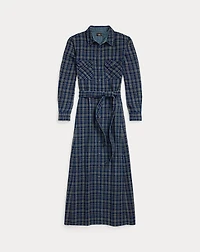 Indigo Plaid Double-Faced Shirtdress