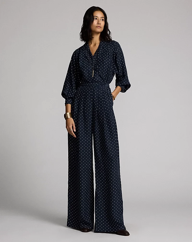 Polka-Dot Silk Crepe Jumpsuit