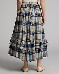 Indigo Plaid Cotton Voile Skirt