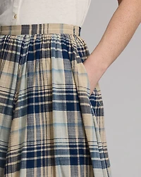 Indigo Plaid Cotton Voile Skirt