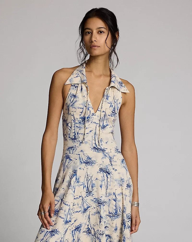Nautical Linen-Cotton Jersey Dress