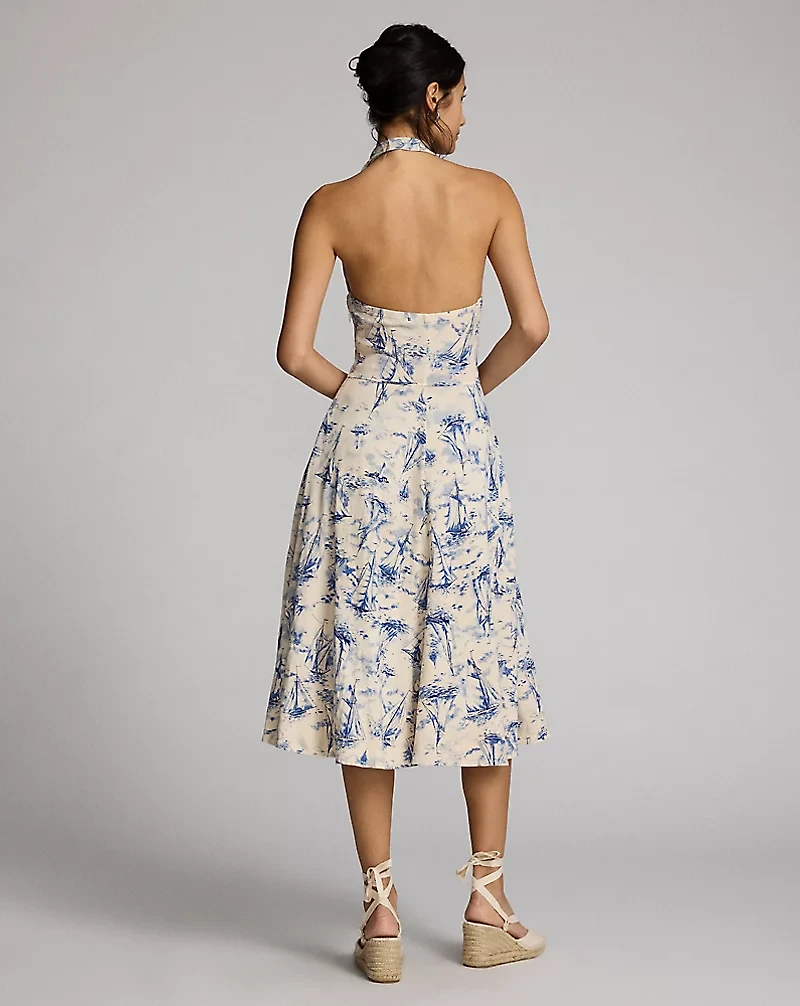 Nautical Linen-Cotton Jersey Dress