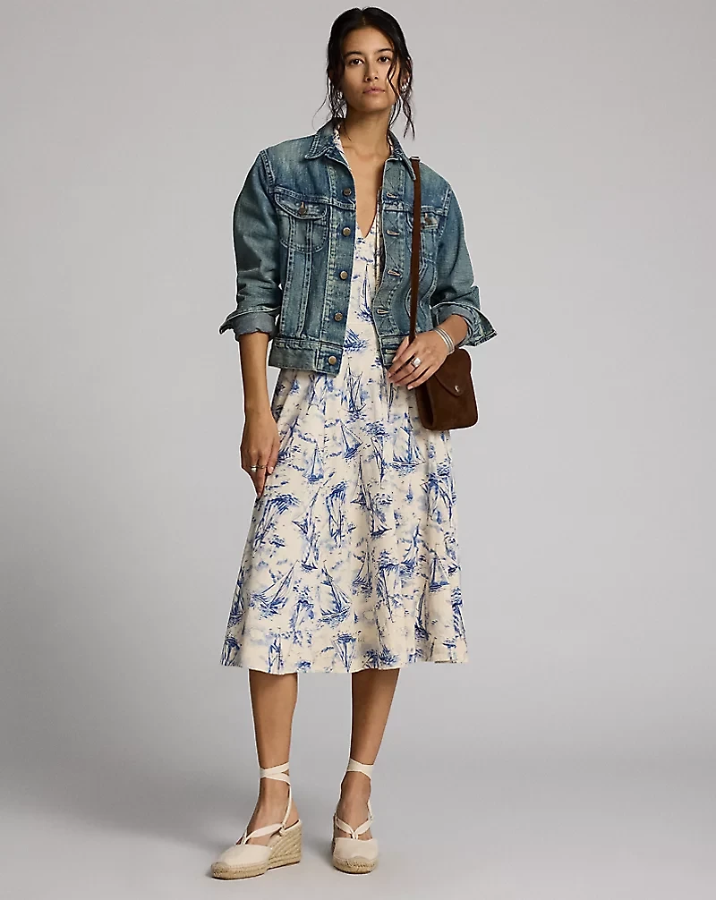 Nautical Linen-Cotton Jersey Dress