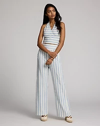 Striped Linen-Cotton Jersey Top