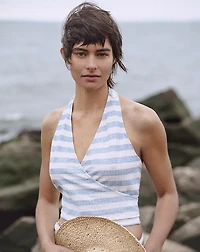 Striped Linen-Cotton Jersey Top