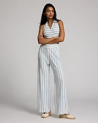 Striped Linen-Cotton Jersey Pant