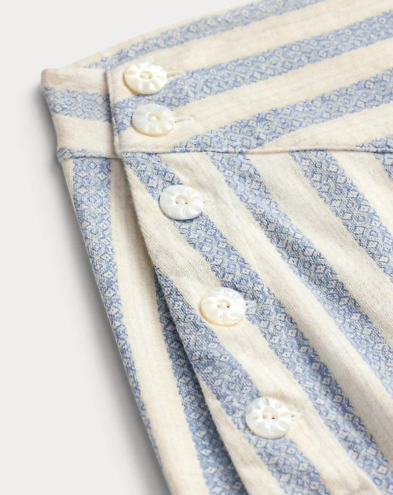 Striped Linen-Cotton Jersey Pant