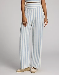 Striped Linen-Cotton Jersey Pant