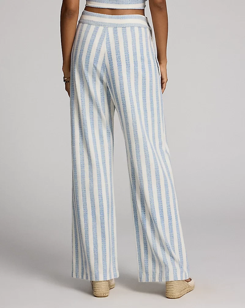 Striped Linen-Cotton Jersey Pant