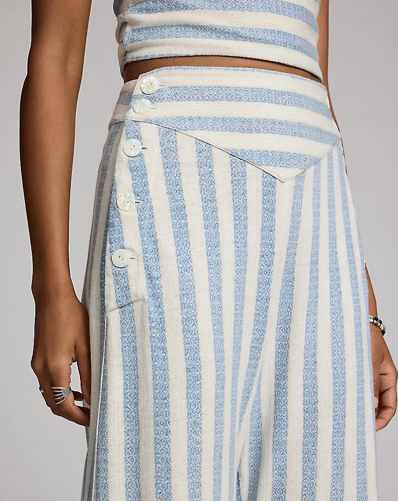 Striped Linen-Cotton Jersey Pant