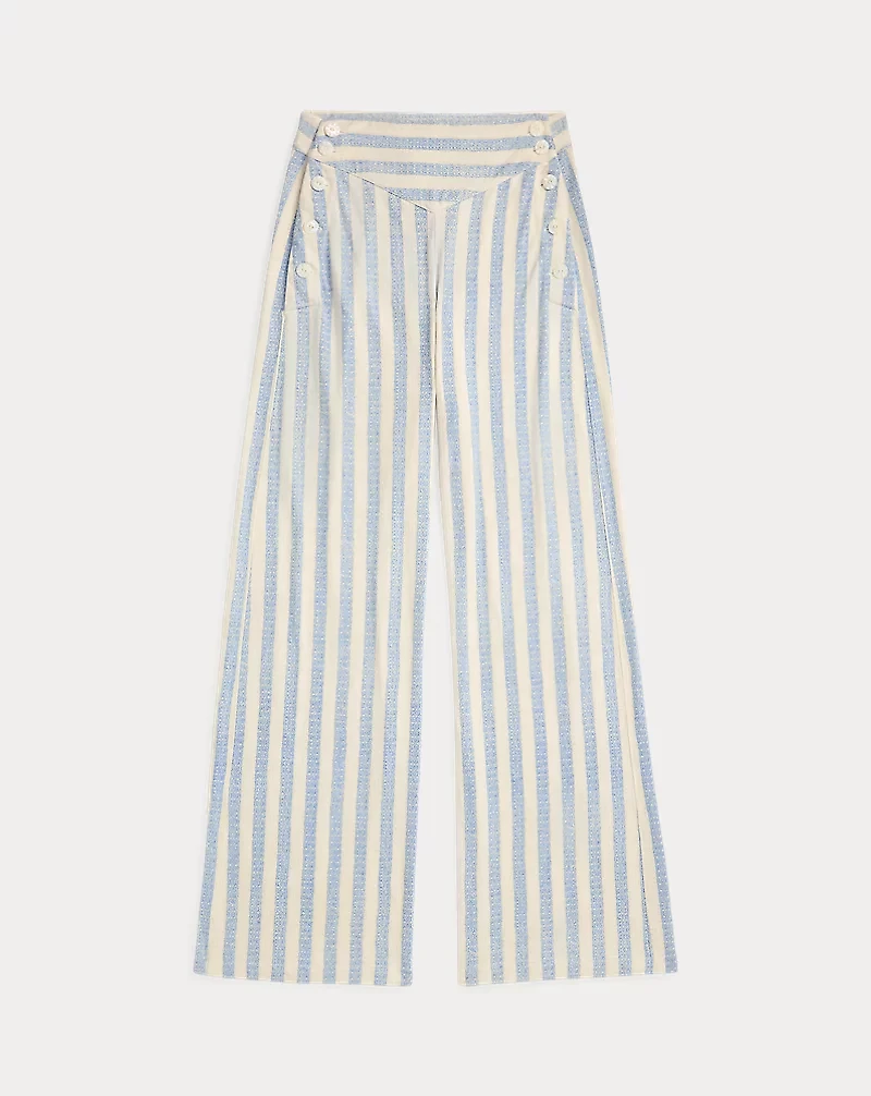 Striped Linen-Cotton Jersey Pant