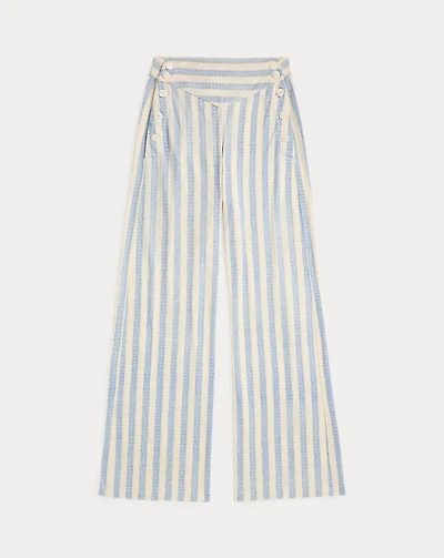 Striped Linen-Cotton Jersey Pant