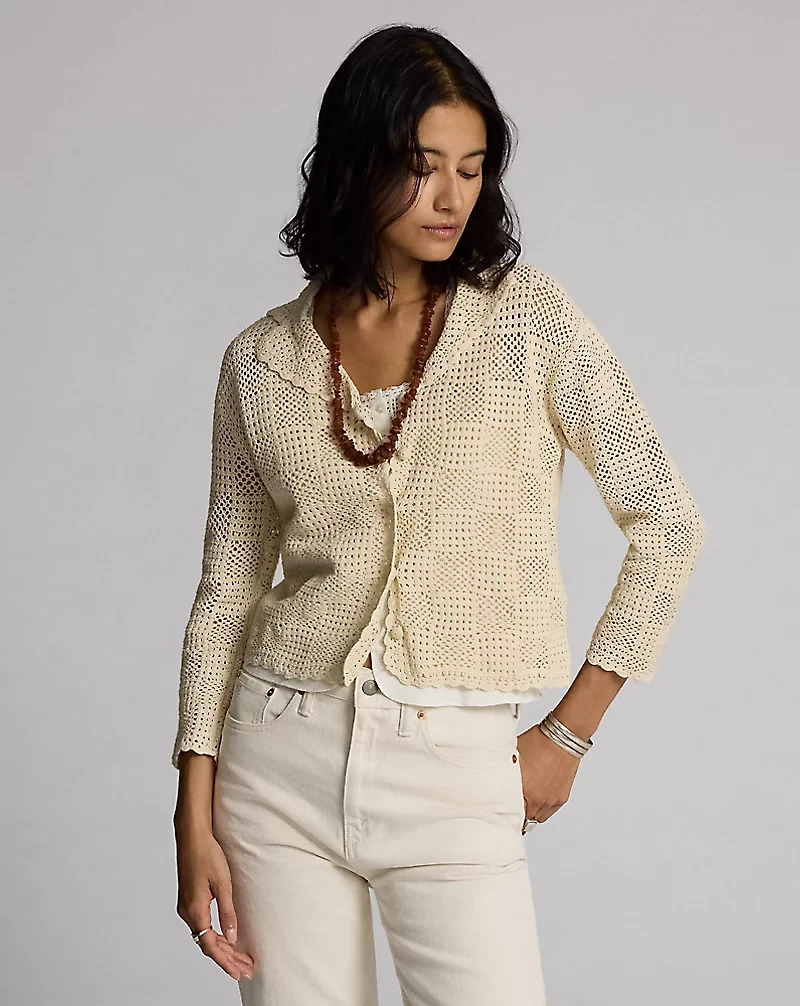 Hand-Crocheted Cotton Cardigan