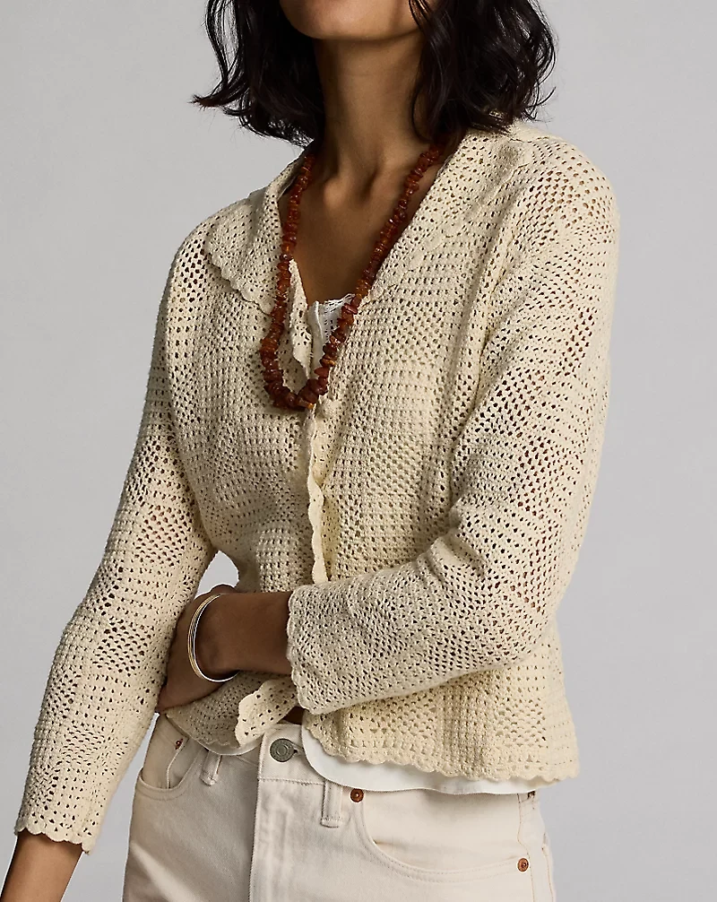 Hand-Crocheted Cotton Cardigan