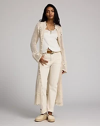Crochet-Detail Pointelle Duster