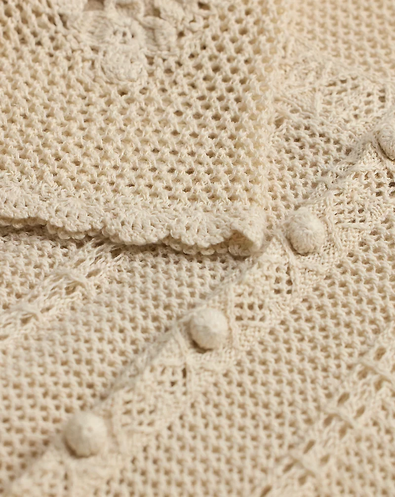 Crochet-Detail Pointelle Duster