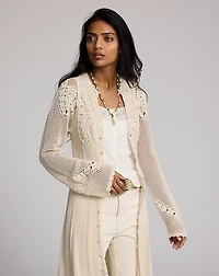 Crochet-Detail Pointelle Duster