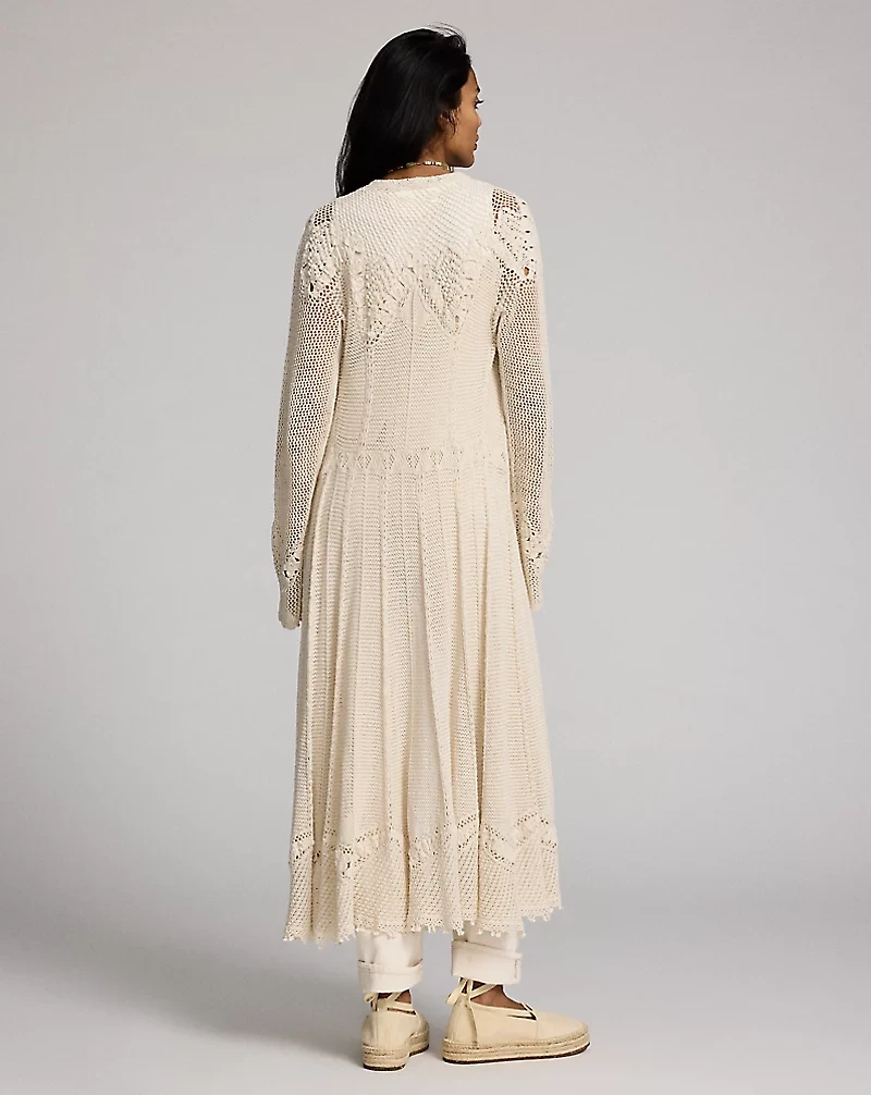 Crochet-Detail Pointelle Duster
