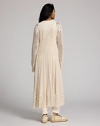 Crochet-Detail Pointelle Duster
