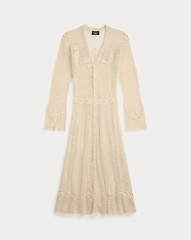 Crochet-Detail Pointelle Duster
