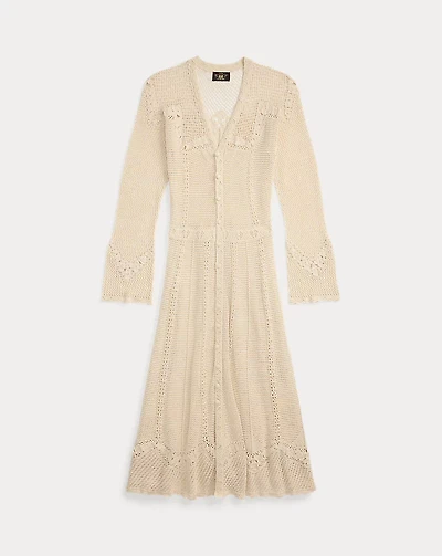 Crochet-Detail Pointelle Duster