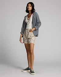 Floral-Print Denim Short
