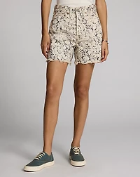 Floral-Print Denim Short