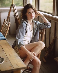 Floral-Print Denim Short