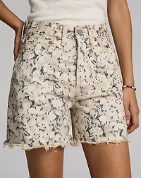 Floral-Print Denim Short