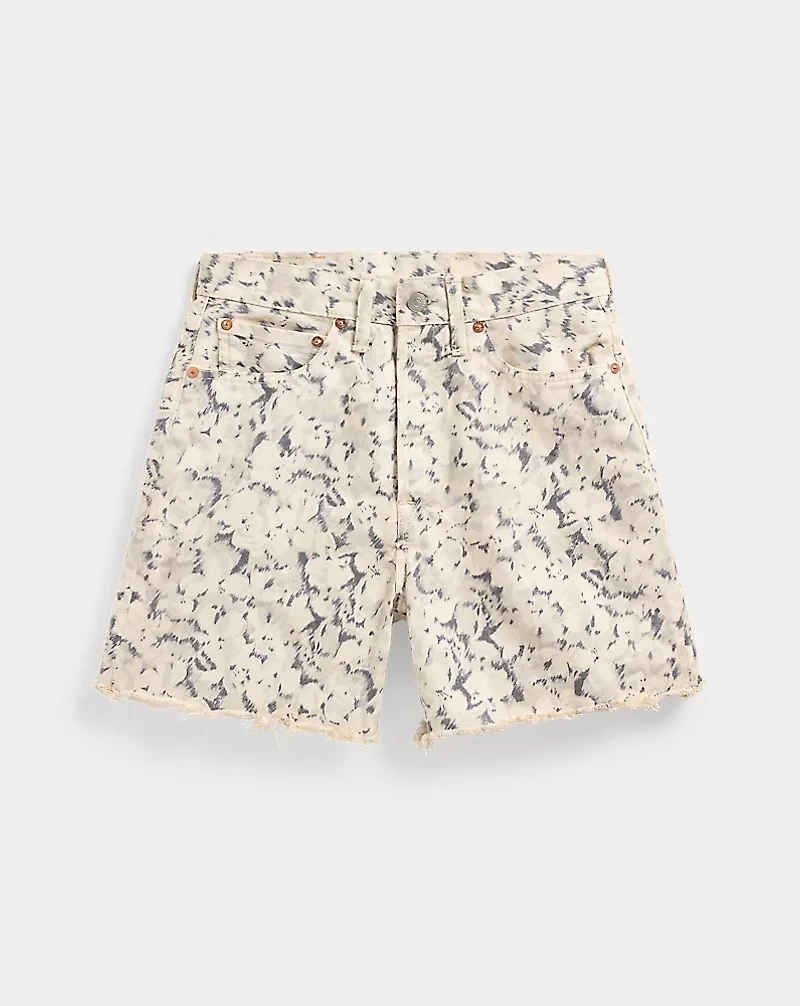 Floral-Print Denim Short