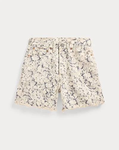 Floral-Print Denim Short